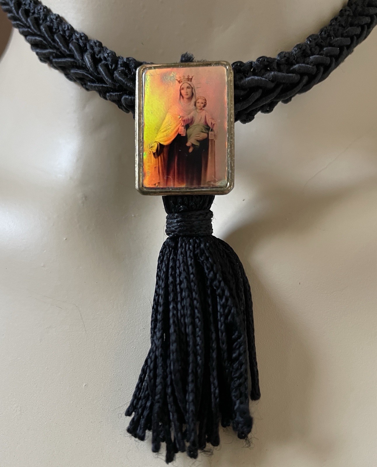 Wearable Art Woven Religious Pendant Tassel Choker Necklace
