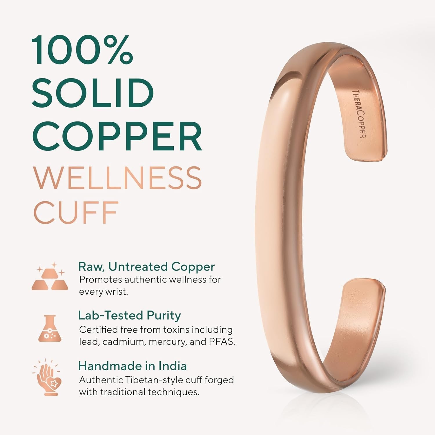 TheraCopper Copper Bracelet for Men & Women — 100% Pure Adjustable,
