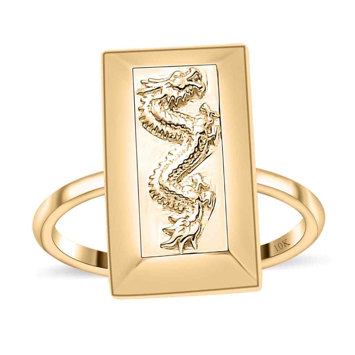 GORGEOUS!! 10K Yellow Gold Dragon Bar Ring 2.25 Grams Size 6.0