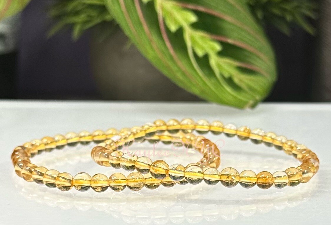 Wholesale Lot 6 Pcs Natural Citrine 5mm 7.5” Crystal Stretch Bracelet