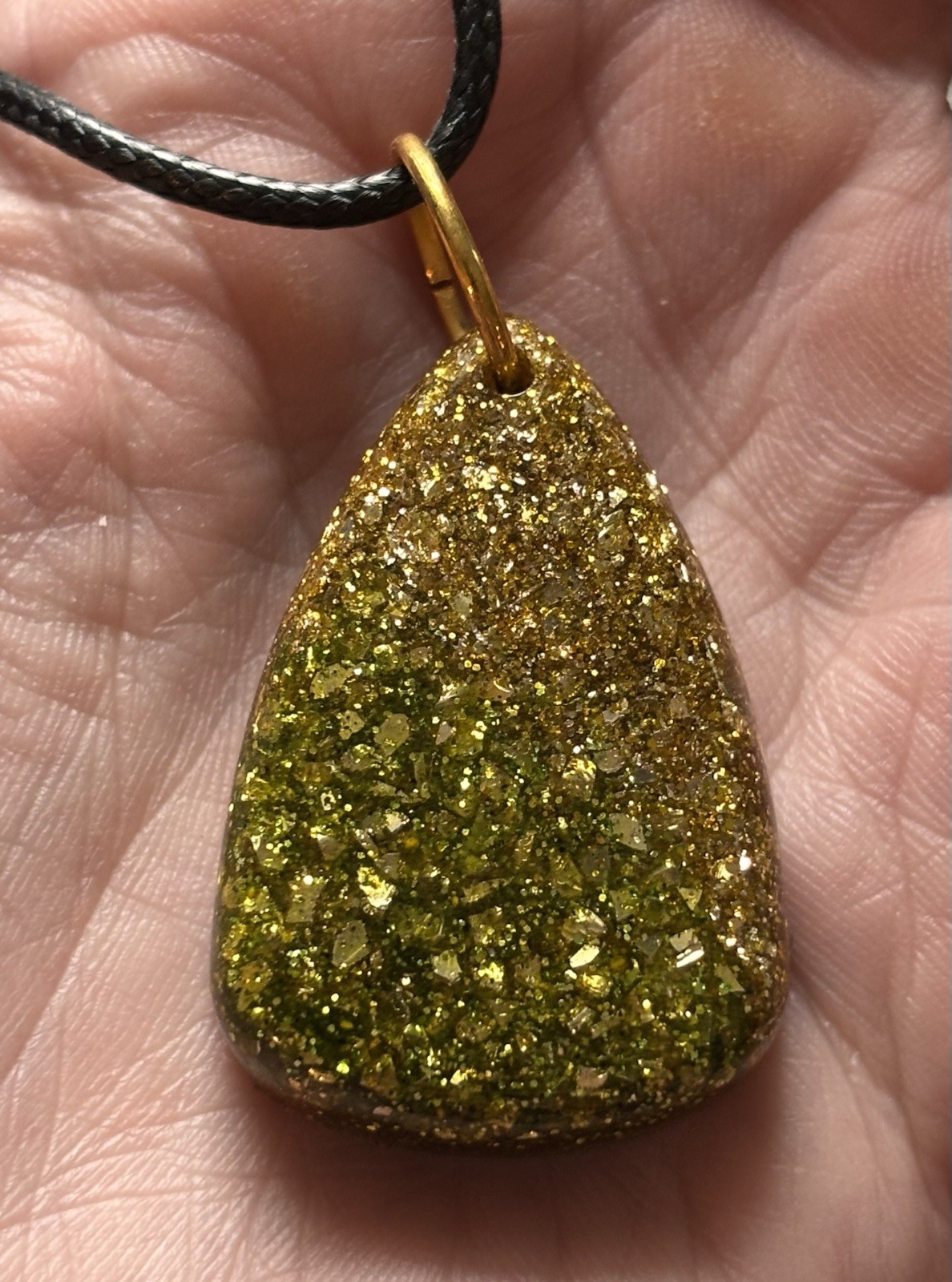 Handmade Green/gold/silver Metallic Druzzy Sparkle Necklace Boho/glam Gift