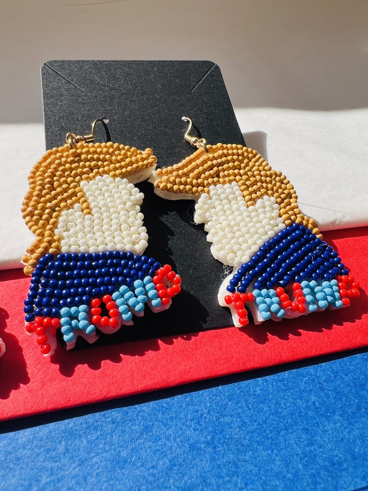 Donald Trump Beaded Profile Women’s Dangle Earrings Trump MAGA
