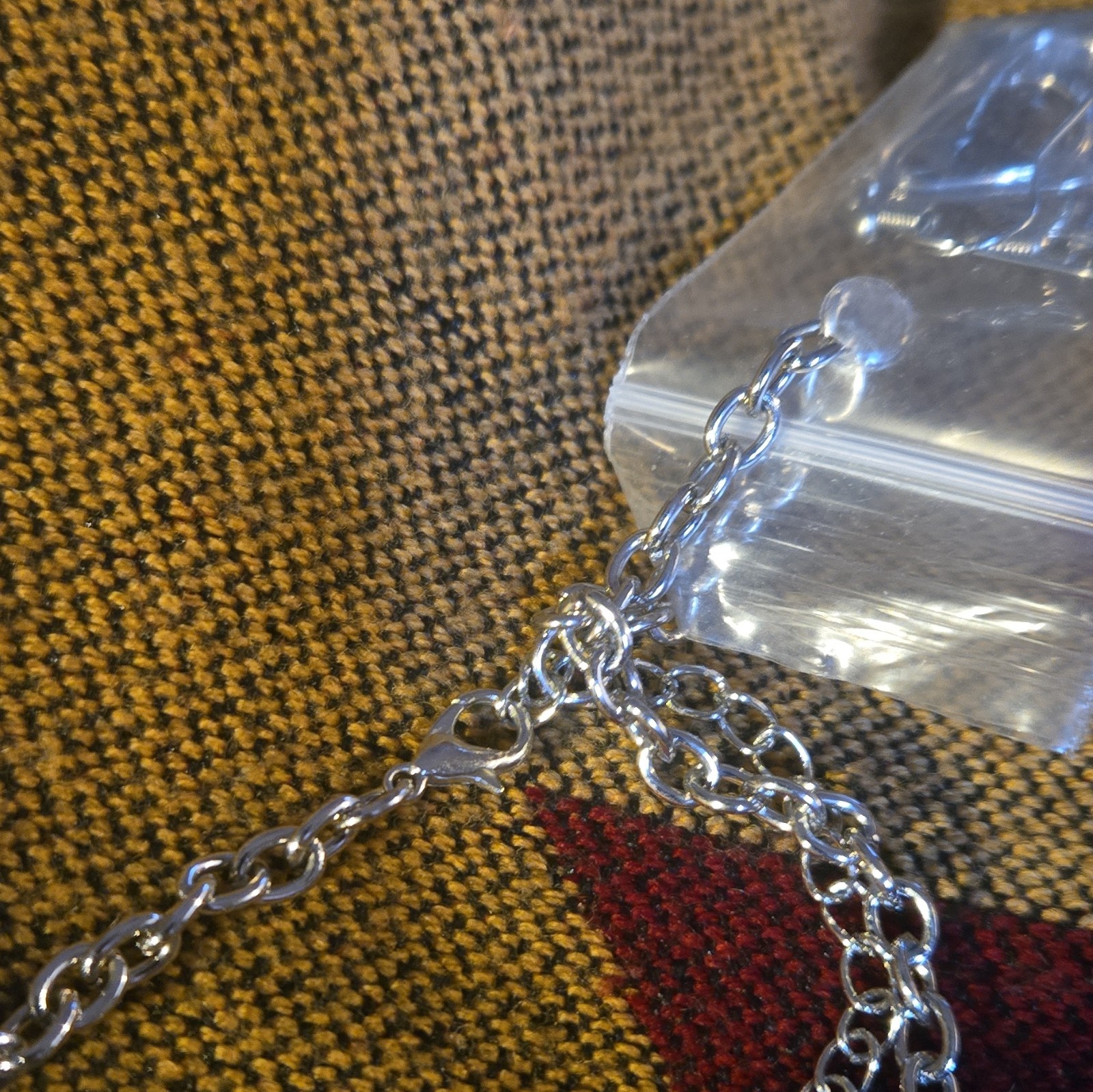 Silver Tone Statement Bib Collar Necklace Cable Chain Teardrop Links Lobster