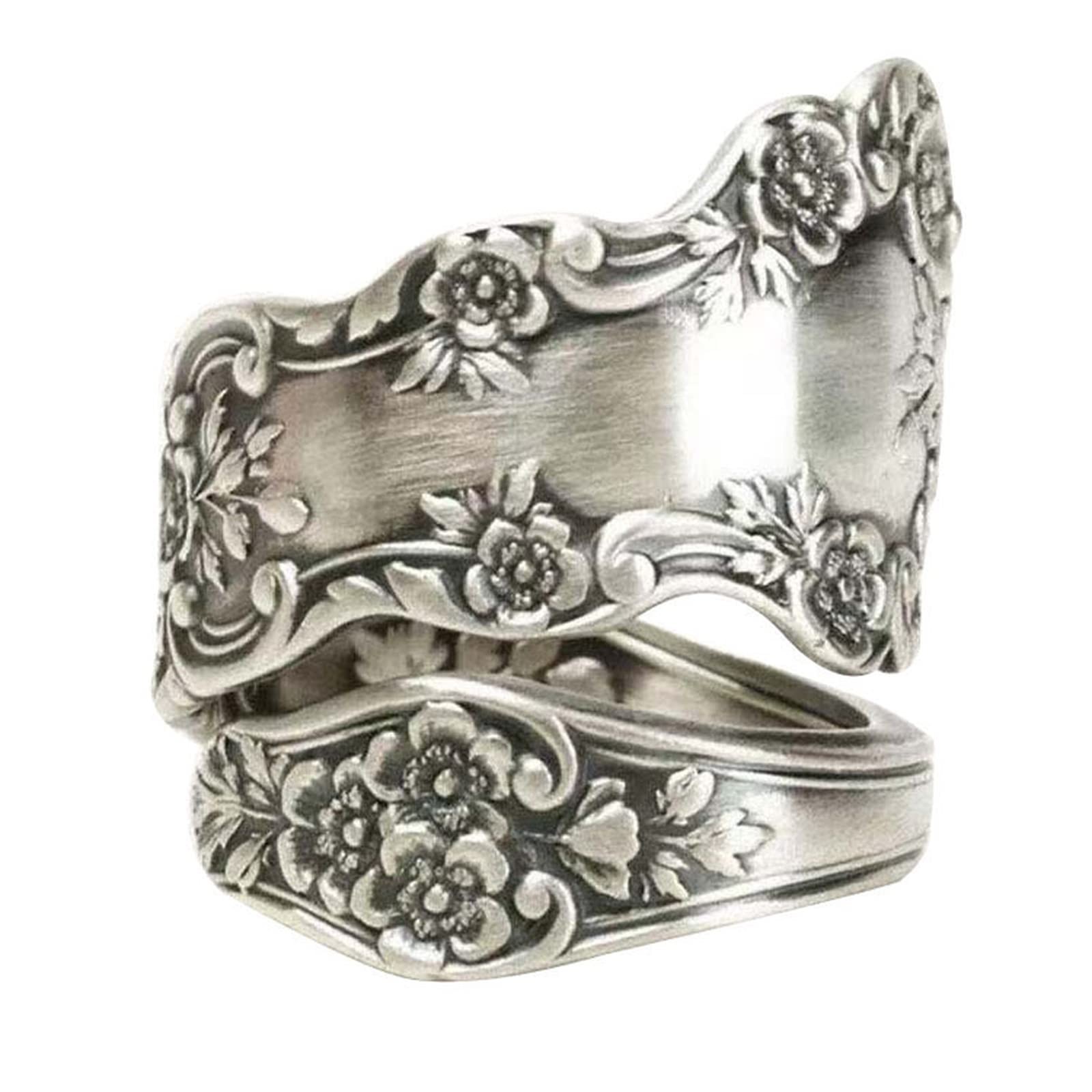 Exquisite Adjustable 925 Sterling Silver Oxidized Spoon Ring for Women