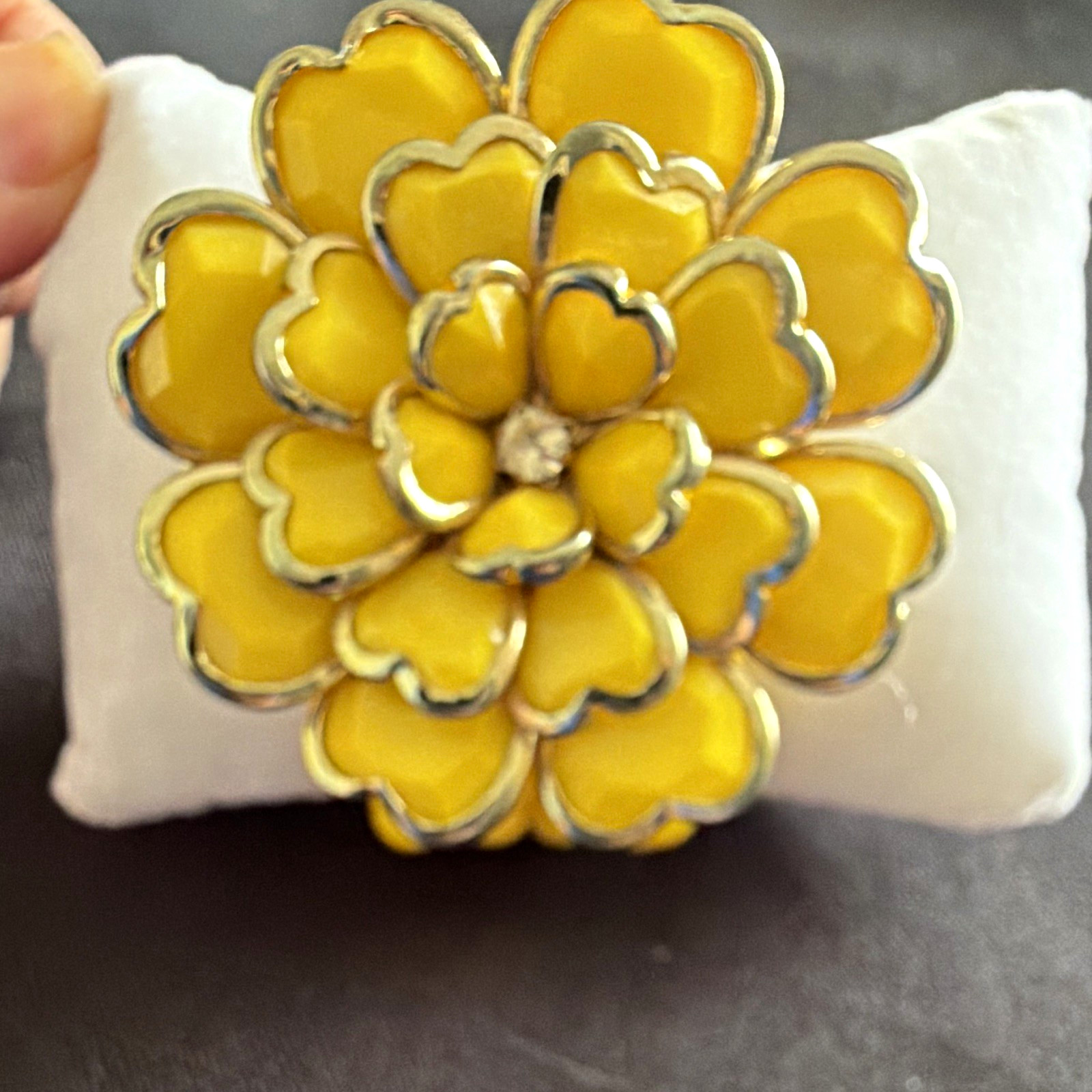 Yellow Beaded Stretch Statement Bracelet Large Flower Centerpiece Plastic
