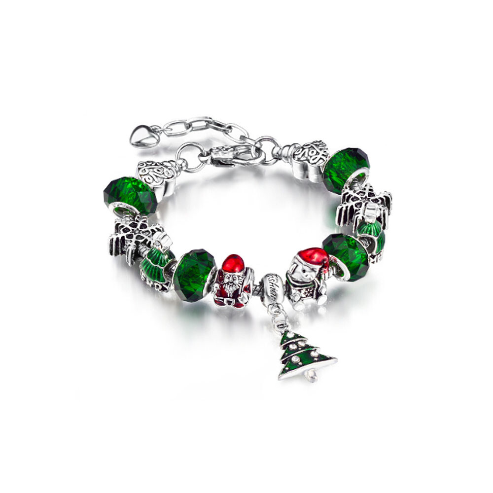 18K White Gold Plated Christmas Tree Crystal CZ Charm Bracelet – Swarovski