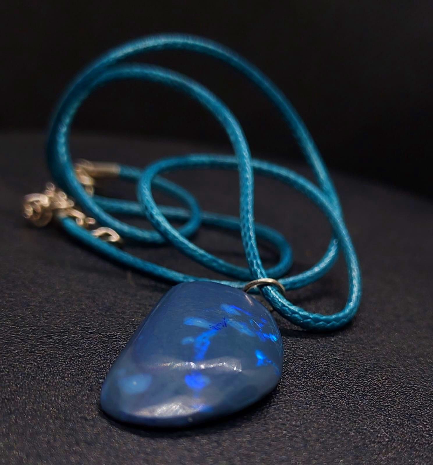 16.31ct Huge Solid Black Opal Lightning Ridge Vibrant Galaxy Polished Pendant✨️