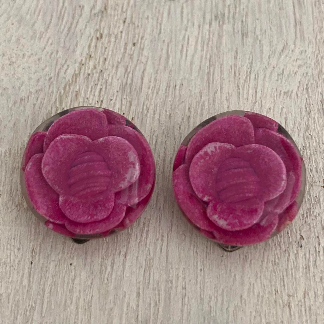 CHANEL Chanel earrings Camellia pink 00T 0.7*0.7 inch