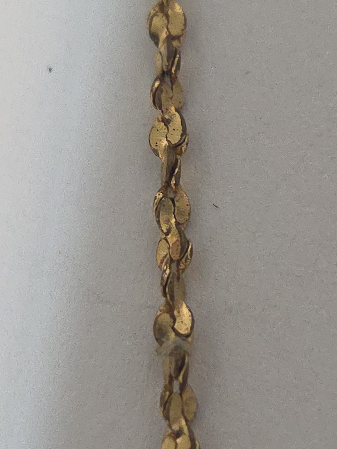 24K Heavy Gold Electroplate Twisted Round Link Serpentine Chain Necklace 15 Inch
