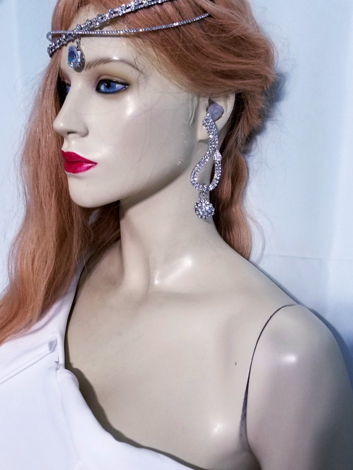Bridesmaid Drop Dangle Chandelier Earrings 3.9 in Clear Rhinestone Pageant Prom