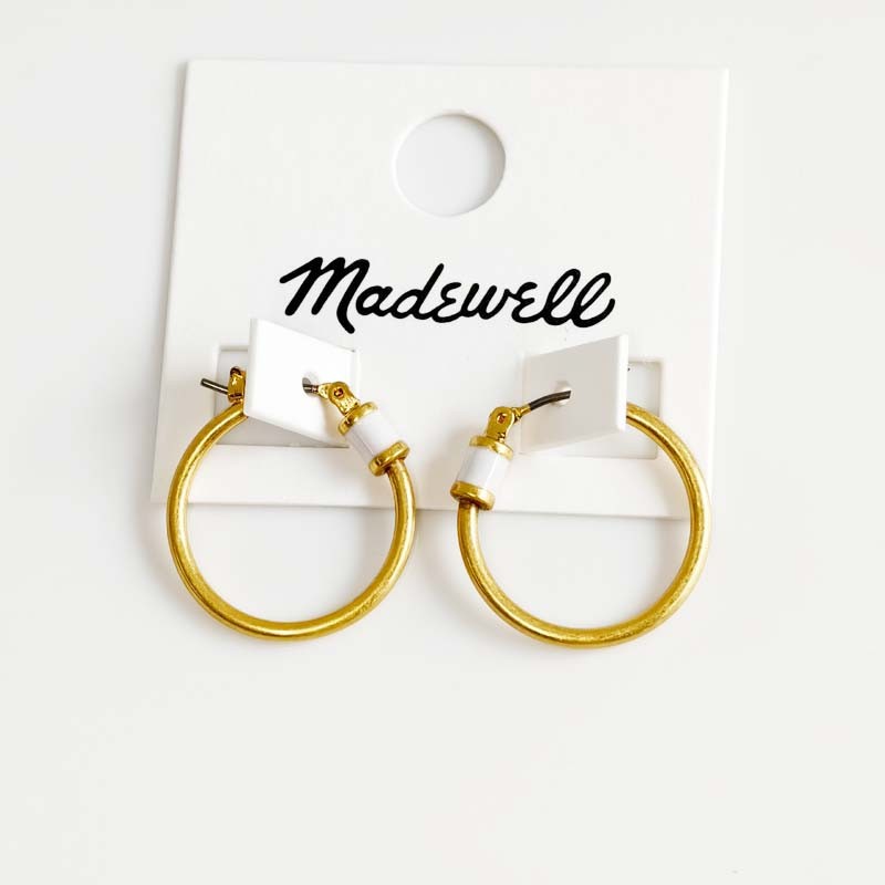 New 23mm MadeWell Enamel Hoop Earrings Gift Retro Women Party Vacation Jewelry