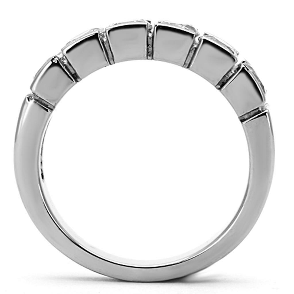 TK1082 – High polished (no plating) Stainless Steel Ring with AAA Grade CZ in