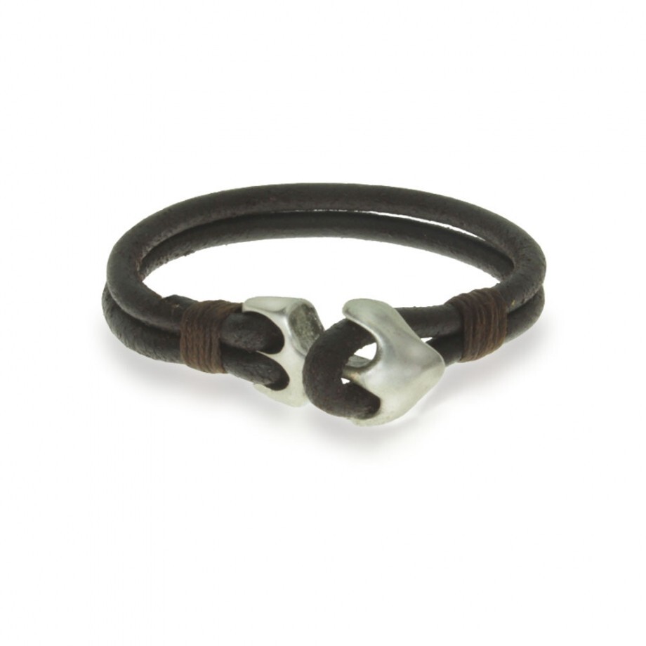 Anchor Leather Bracelet for Men- Black or Brown Variations – Custom Size