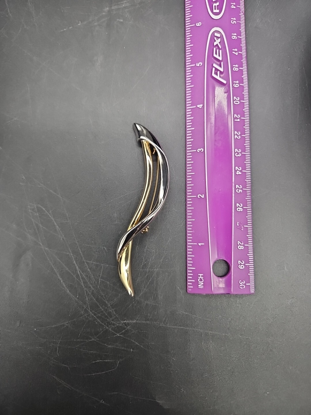 Vintage Abstract Brooch Pin Gold & Silver Tone Retro 3.75inches