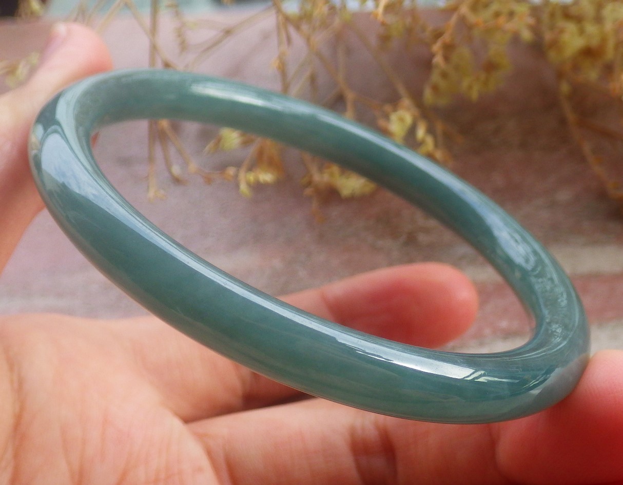 Certified Green Burma Natural A JADE Jadeite Bangle Bracelet 59mm 手镯 201053 AS