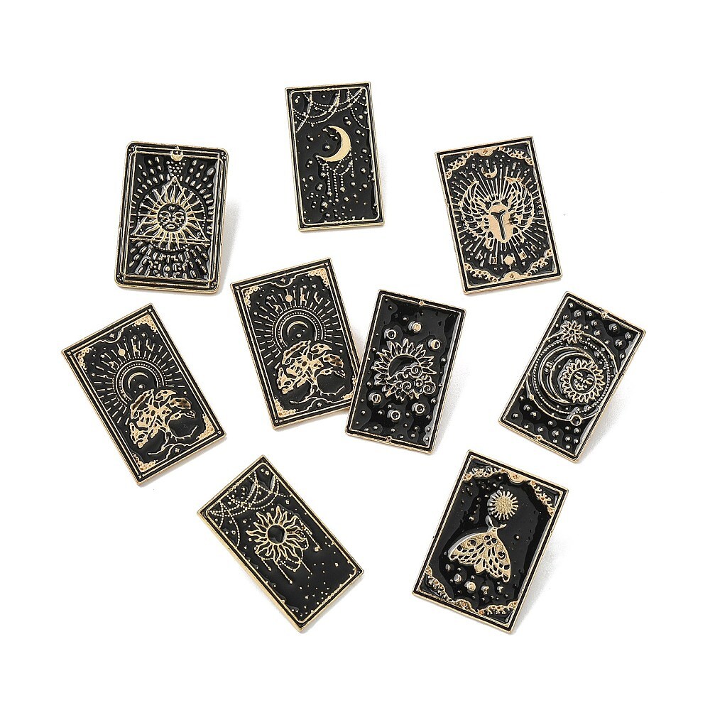 13x Tarot Enamel Pins Zinc Alloy Brooches Black for Backpack Clothes Purse Decor