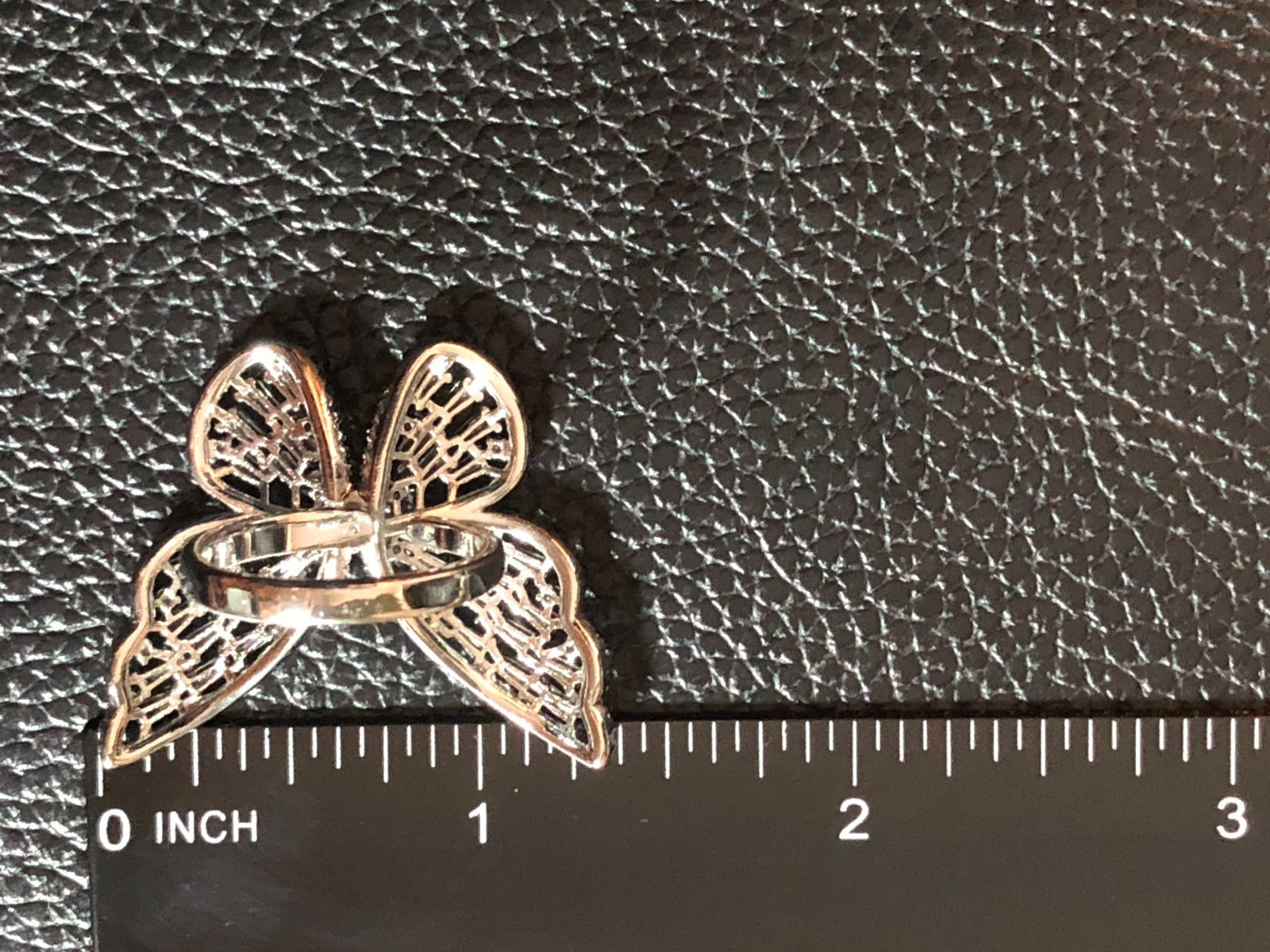 CZ Simulated Diamond Butterfly Statement Ring Silver Tone Rhodium Sz 6.2 6g 4208