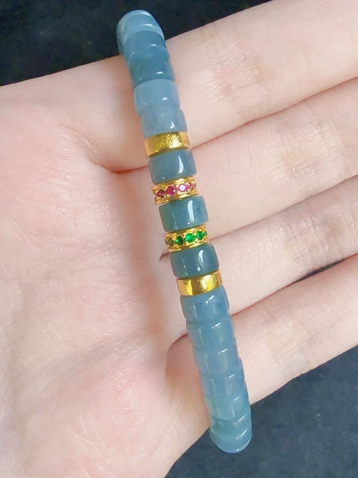 Beautiful Natural sky blue jadeite bracelet