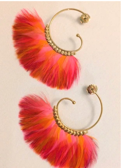 Gas Bijoux Feather Hoop Earrings -Handmade in France