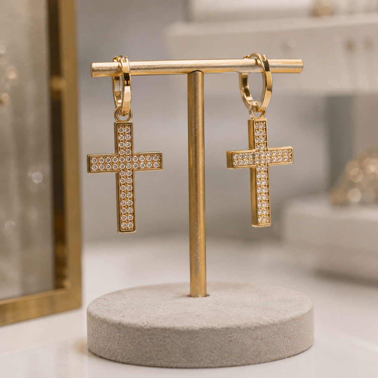 cross Earrings Brass Metal Hoop Earrings Jewelry for gift
