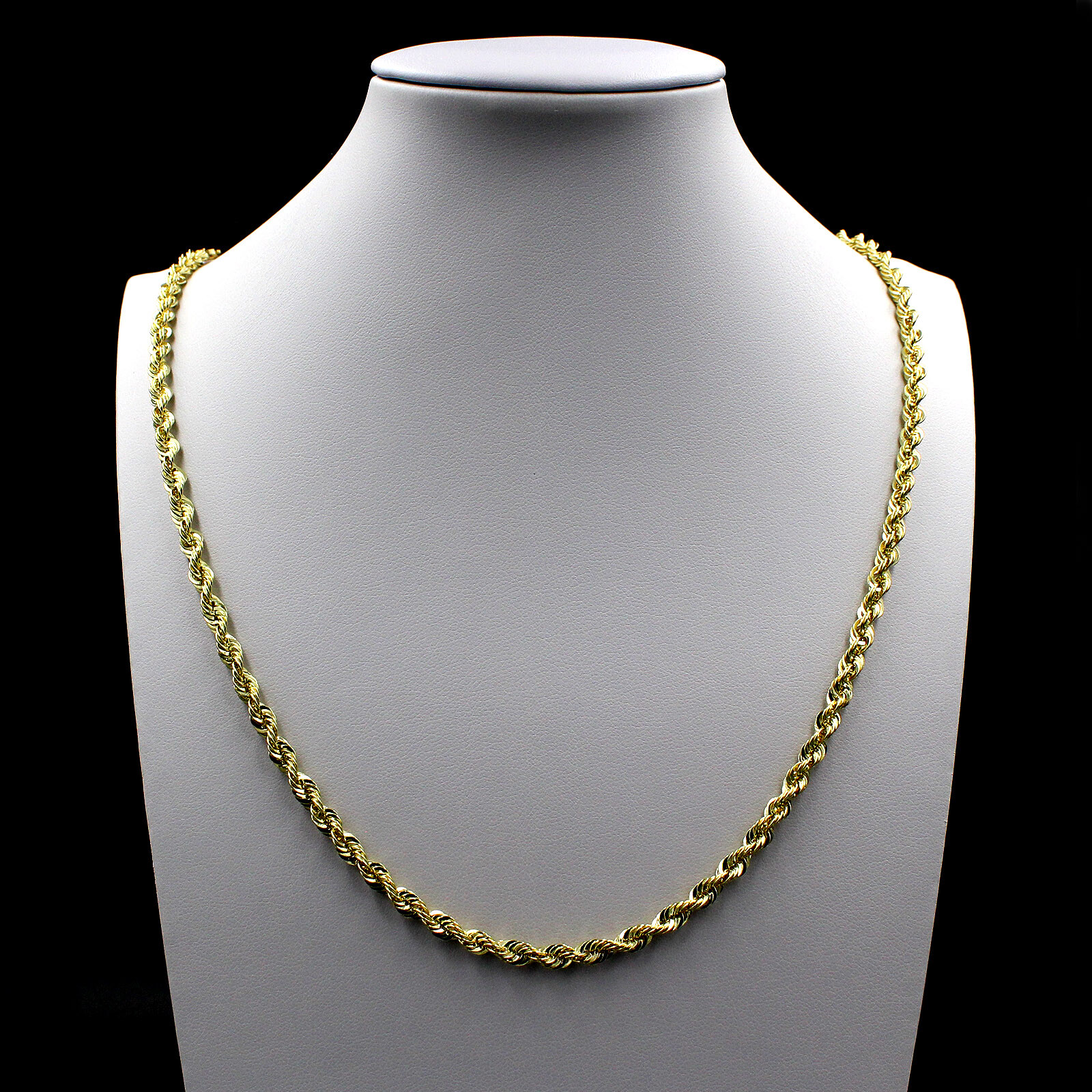 10K Yellow Gold 25mm Diamond Cut Rope Chain Pendant Necklace 1630 G1N