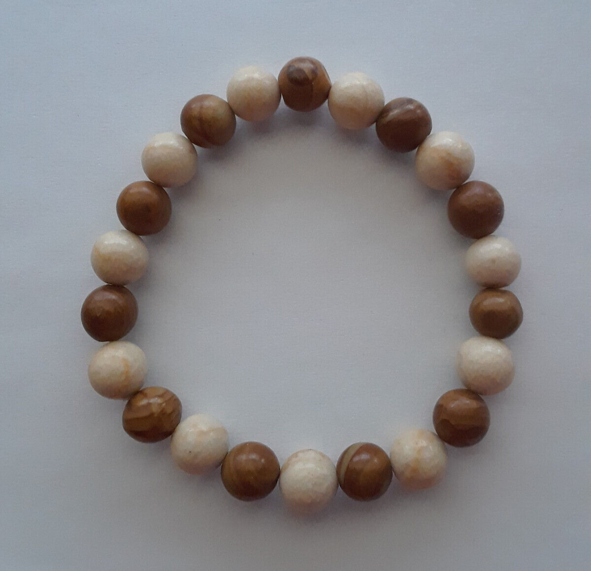 NEW 8MM FOSSIL JASPER & TIGER JASPER BEADED BRACELET, BUY ANY 2 GET 3RD FREE