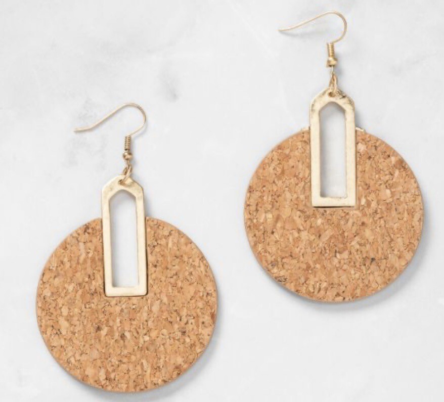 Plunder Design Trendy Fashion Jewelry Angela Matte Gold Cork Drop Dangle Earring