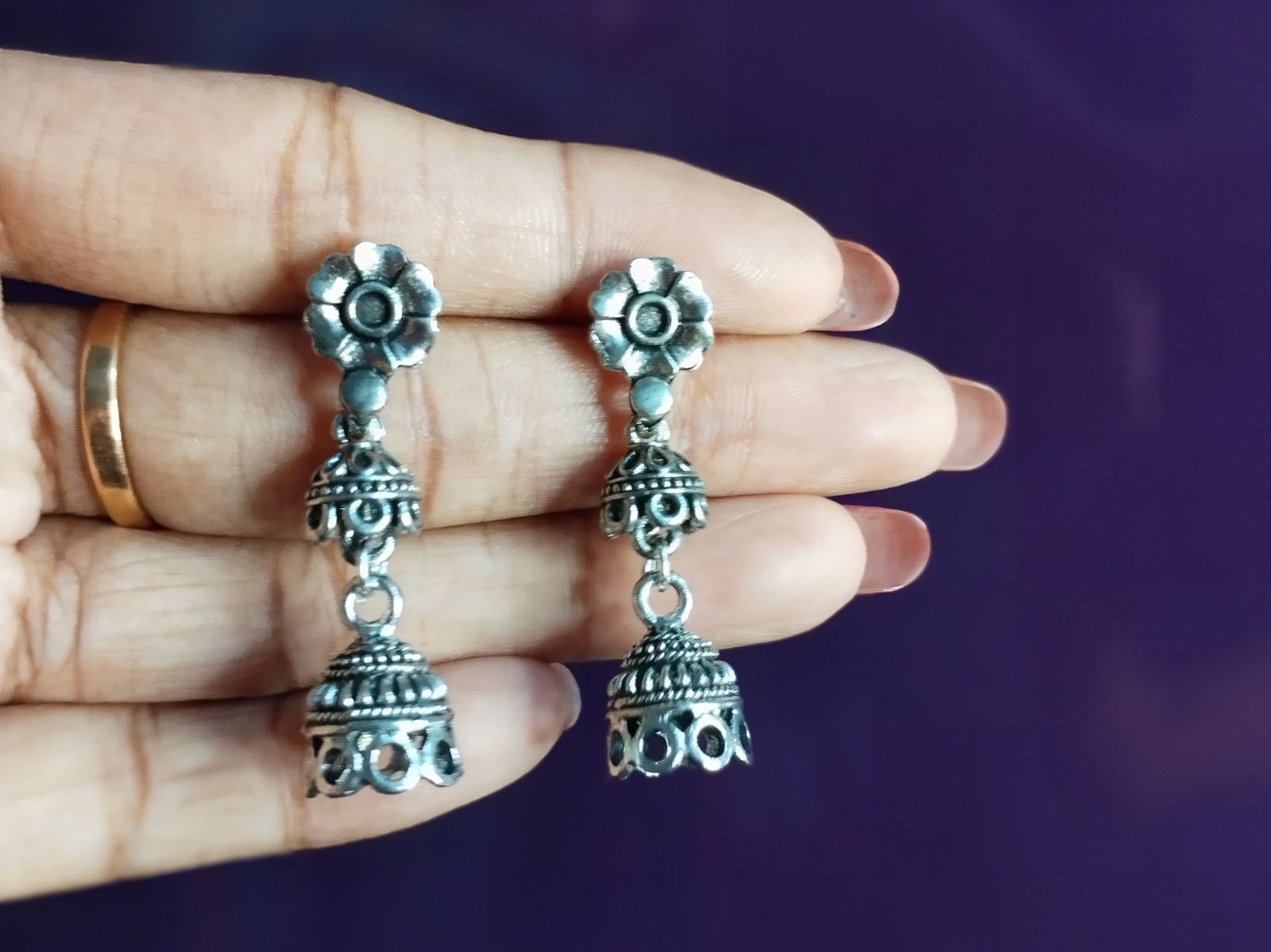 Handmade Oxidized Jhumka Drop Dangle Earrings Boho Ethnic Pearl Women’s Gift