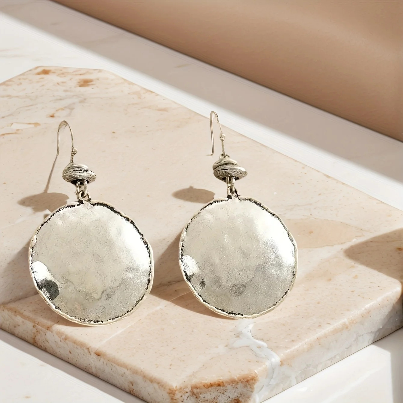 1Pair Concave Convex Geometric Disc Earrings Simple Personal Daily Party Jewelry