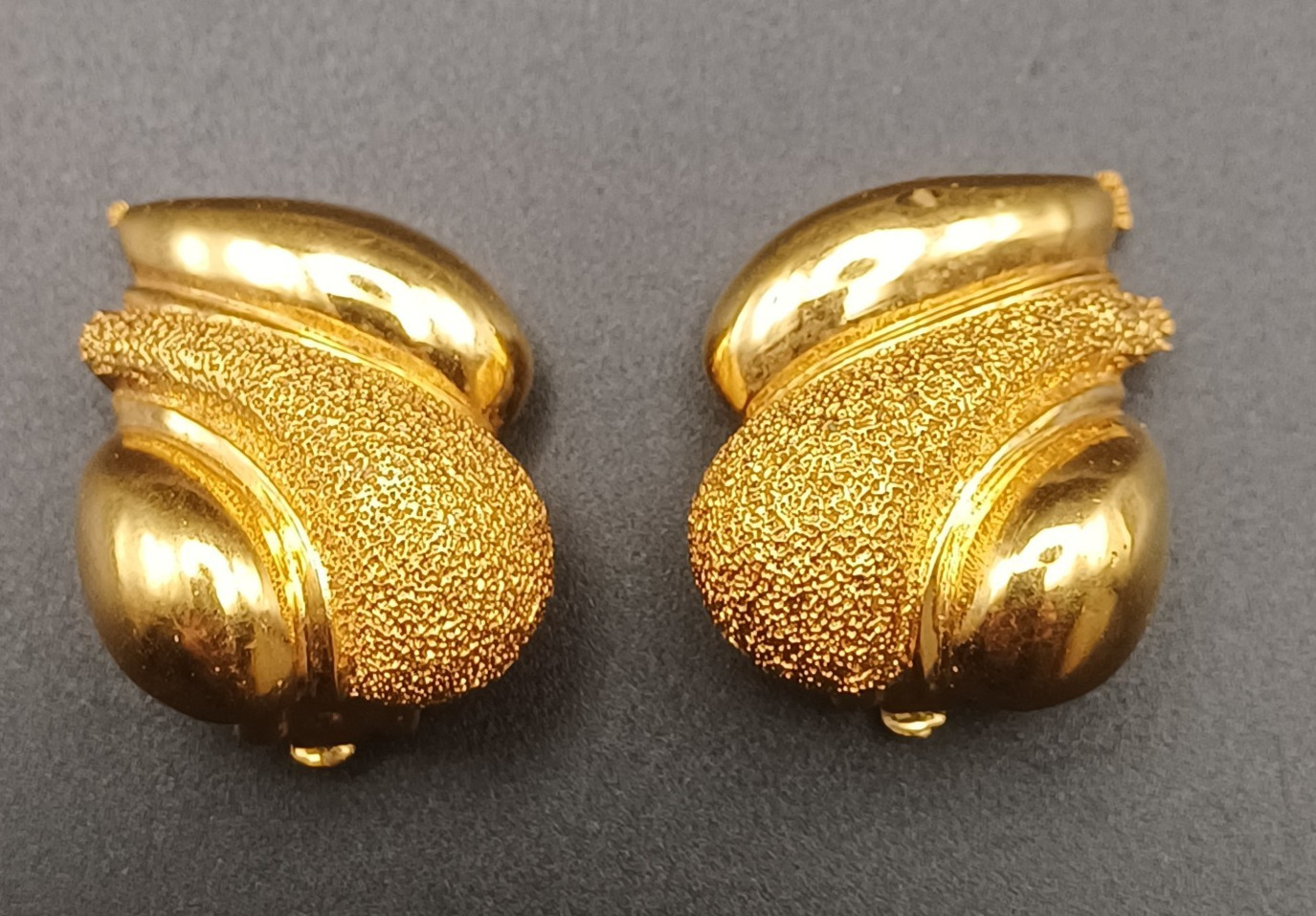 St John Gold Plate Clip On Earrings 1980s 1990s style
