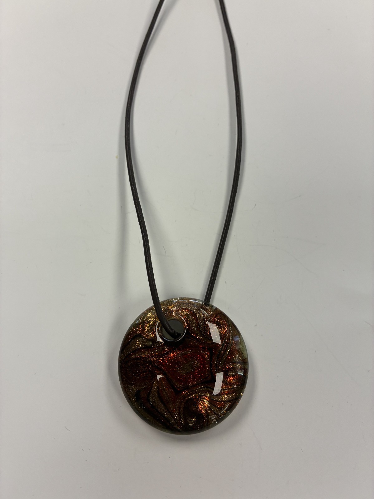 Red Murano Glass Leather Chain Ladies Pendant Necklace