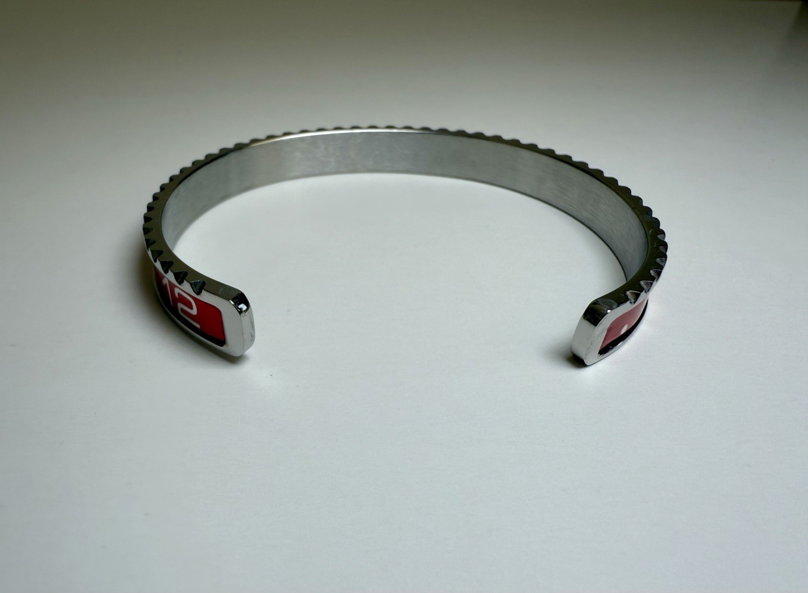 Red Blue Bezel Style Bangle Bracelet Stainless Steel