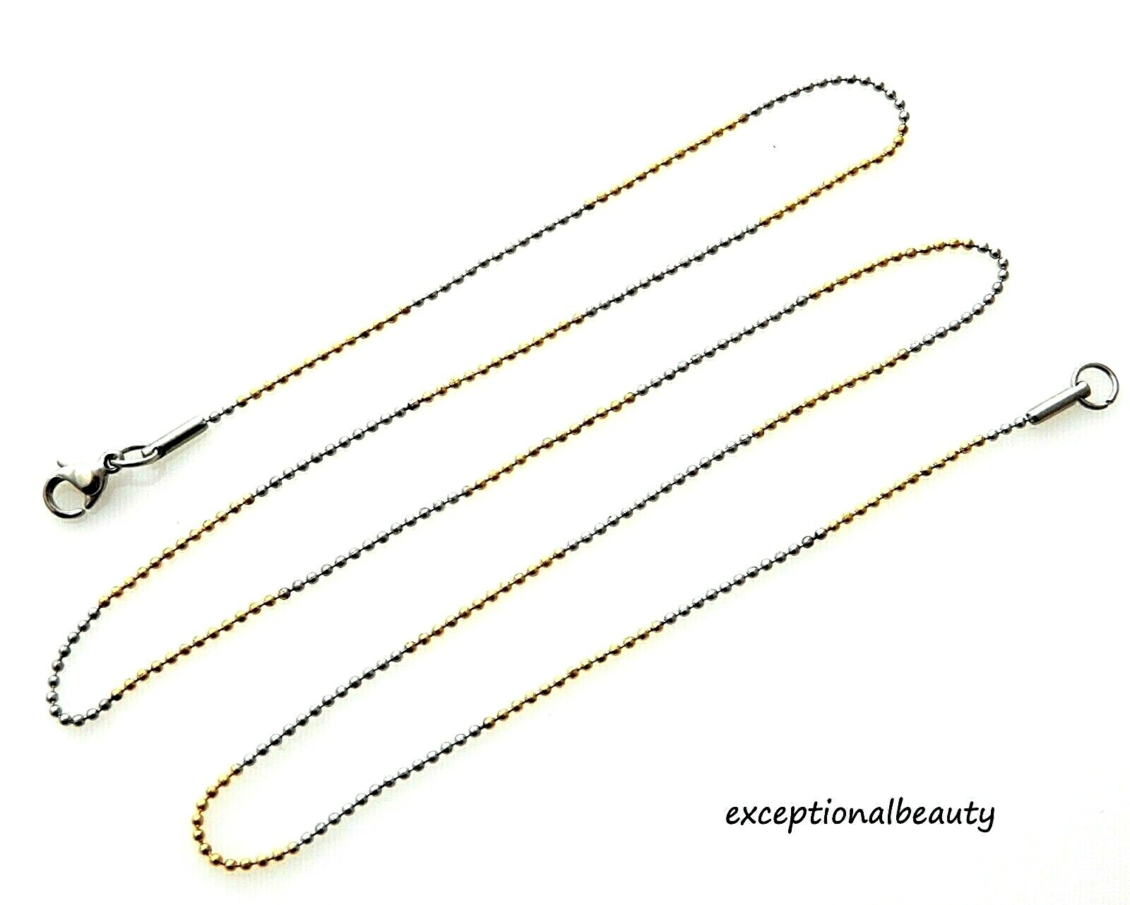 316 Grade Quality Stainless Steel & Gold Two Tone 20 Inches Ball Chain Necklace