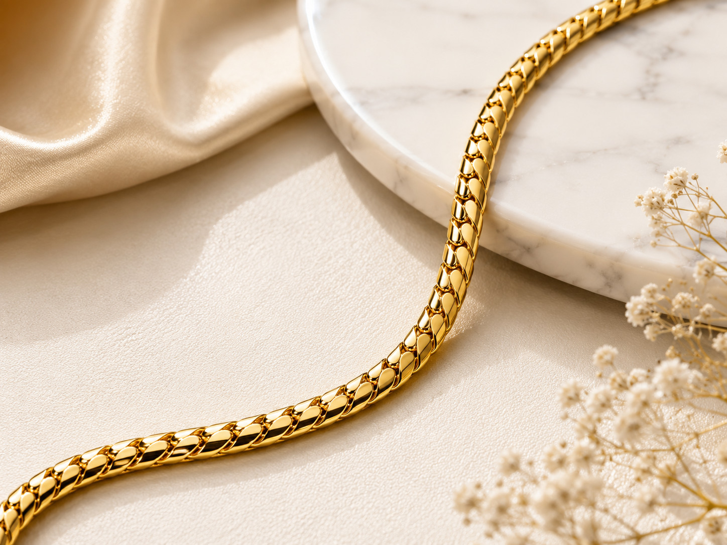 Premium Gold Finish Stainless Steel Chain 22 Inch Unisex Necklace for Men Women