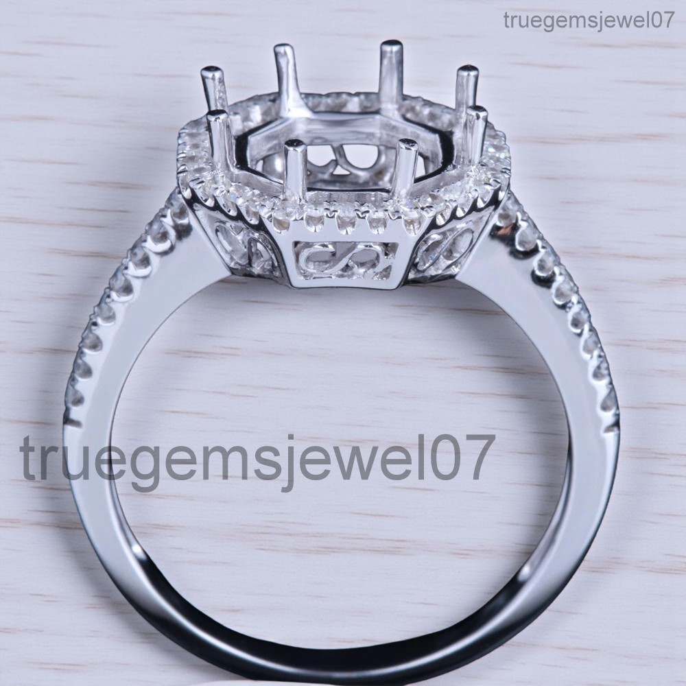 925 Sterling Silver Ring Round 8.5-9.5mm Semi Mount Engagement Ring For Her