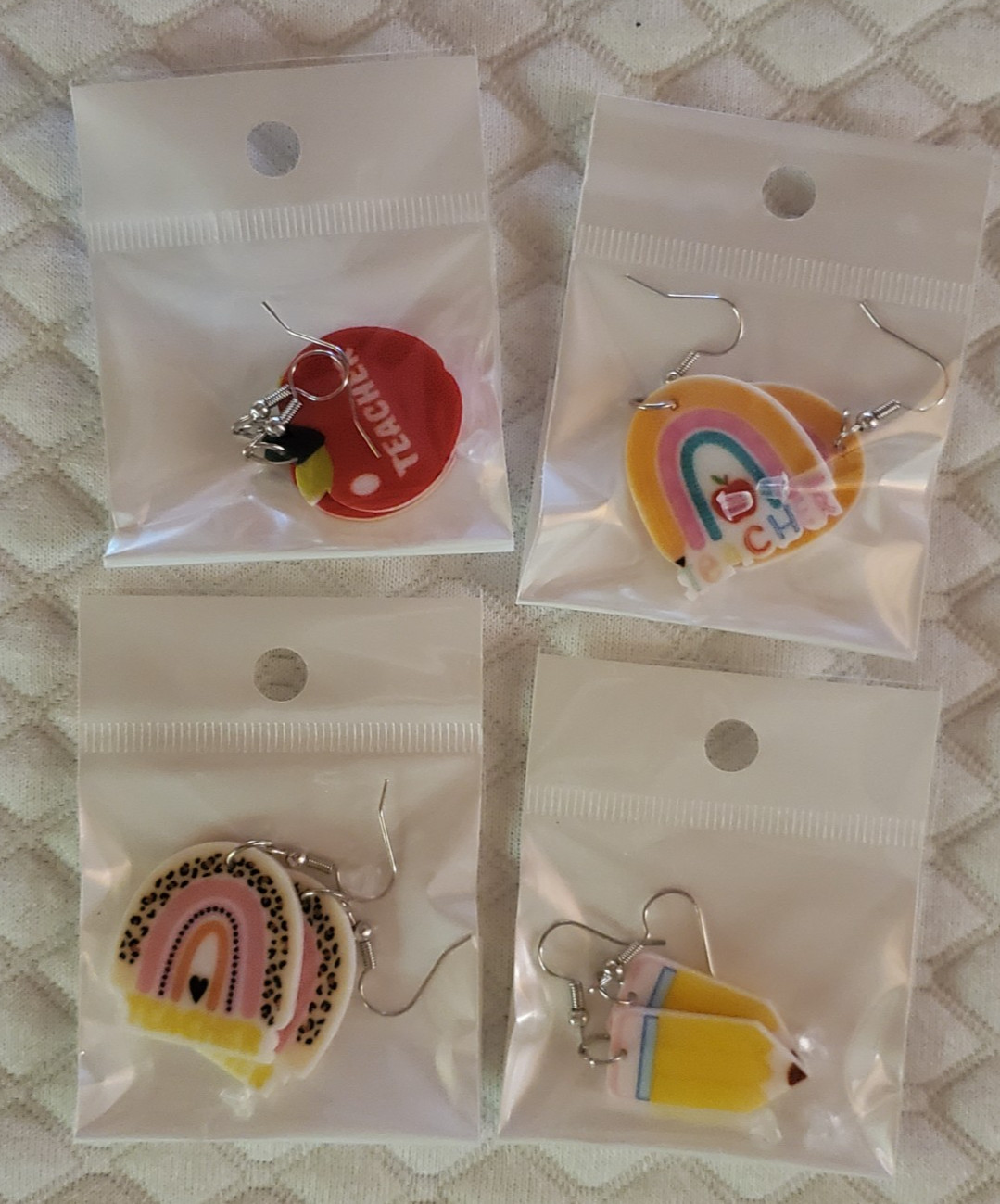 earrings, school, teacher, 8 pair, French hooks