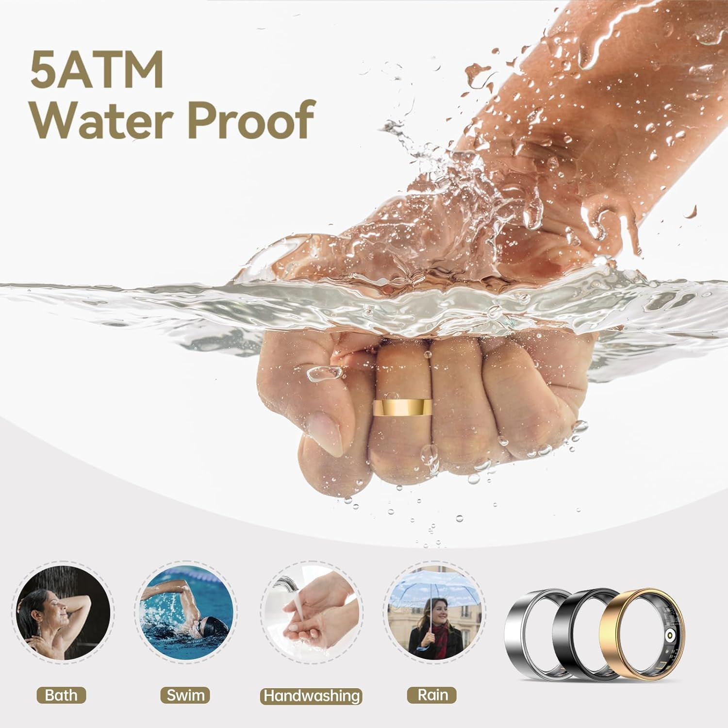 Smart Ring for Women & Men, Fitness Tracker with Heart Rate, Blood Oxygen, Sleep