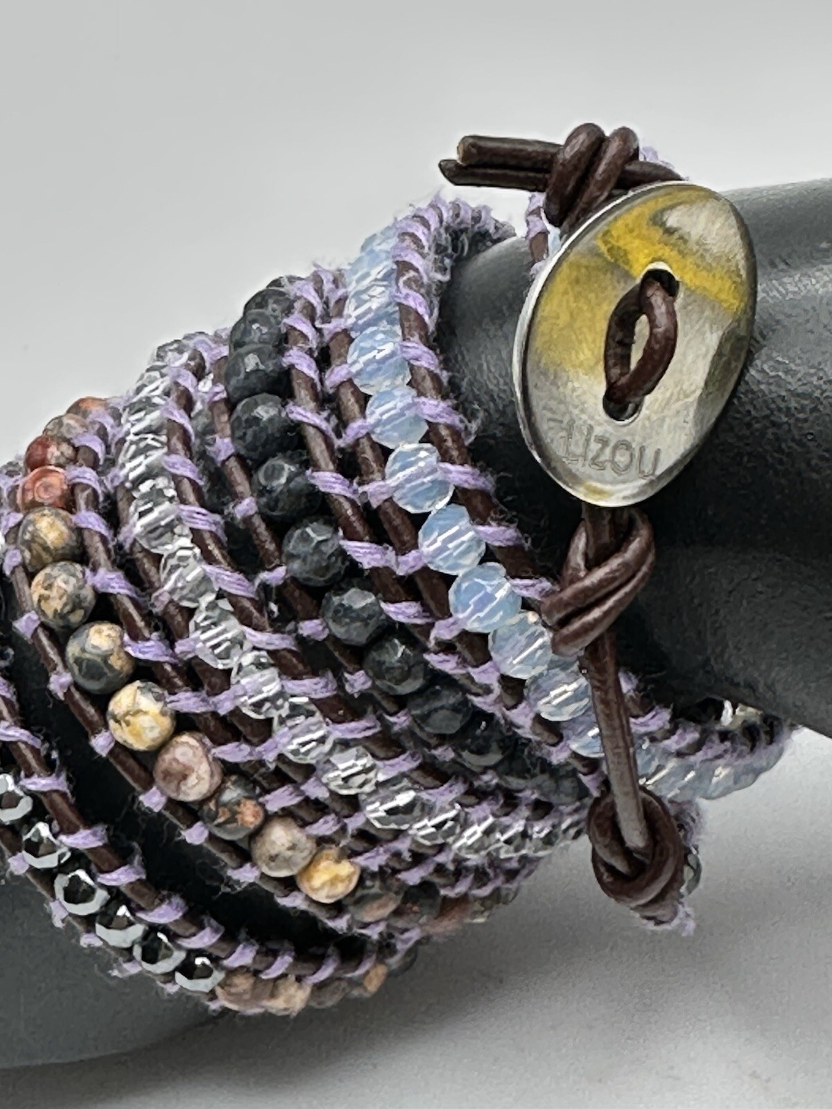 Lizou Beaded Wrap Bracelet 34” Long 5/16” Wide Earth Tones Bohemian Style