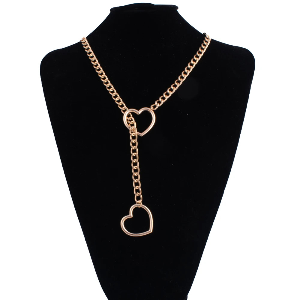 Heart Lock Slip Chain Necklace Love Chains Choker Padlock Collar for Women