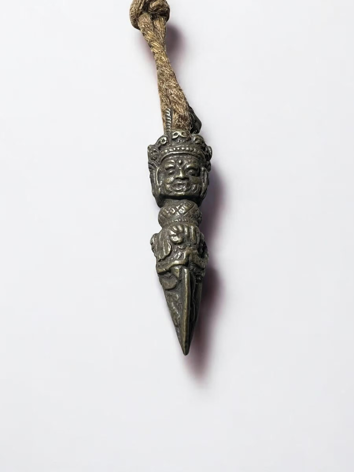 Mini Brass Vajra Phurba Pendant: Tibetan Buddhist Amulet