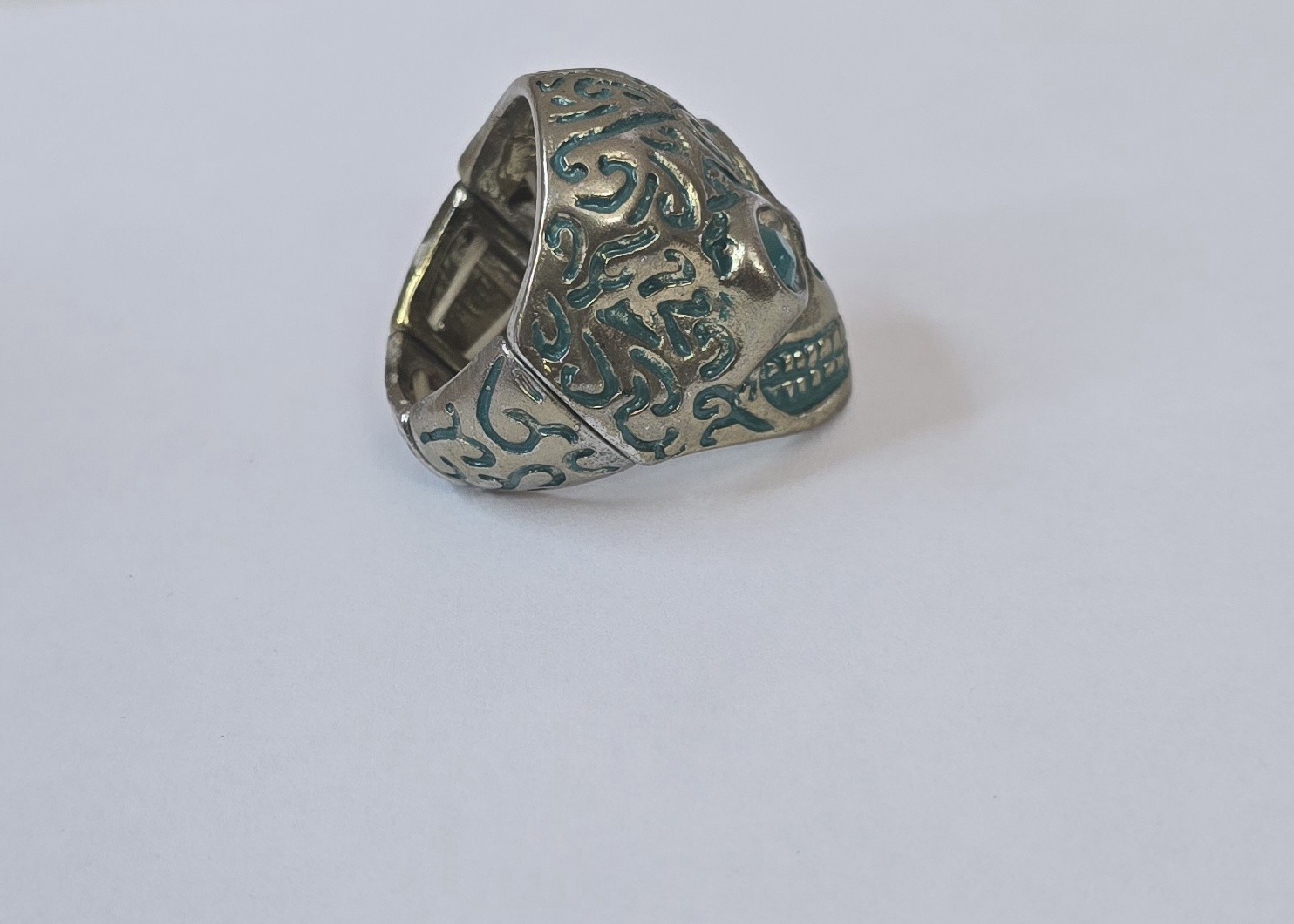 NEW Turquoise Skull Ring Adjustable Stretch Band Style Fashion Ring