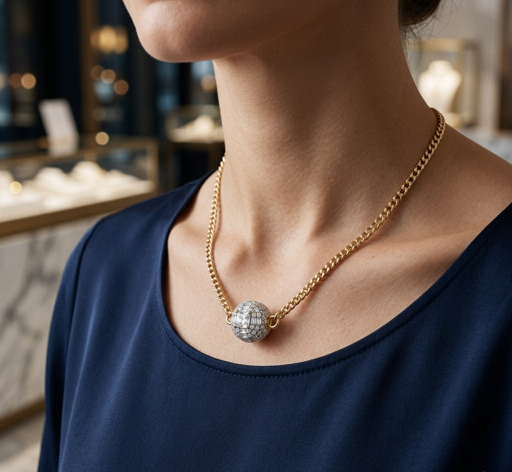 Circle Charm necklace With CZ Brass Metal Fashion Jewelry for gift
