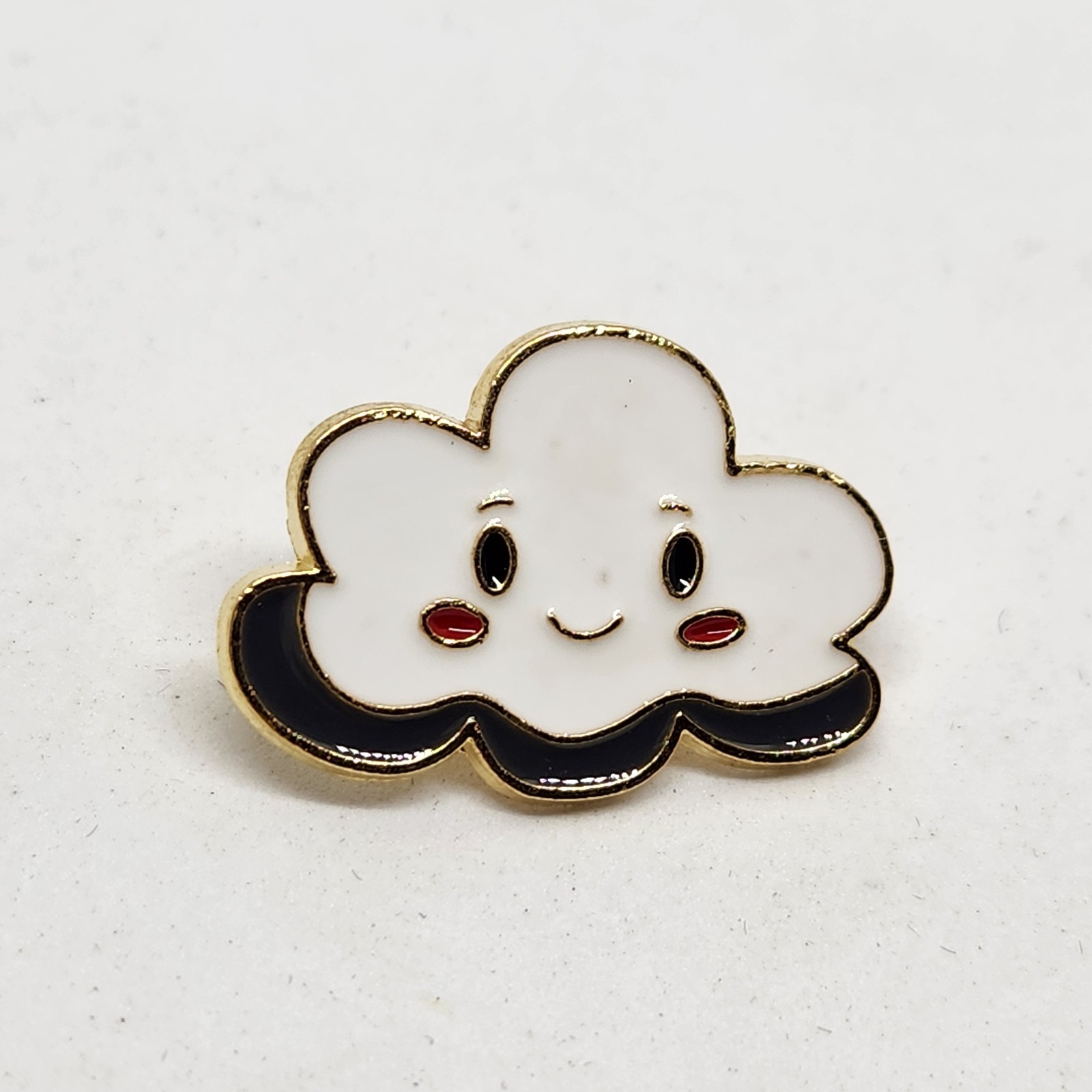 White Cloud Large Metal Enamel Pin Gold Tone Backing Lapel Backpack Hat Brooch