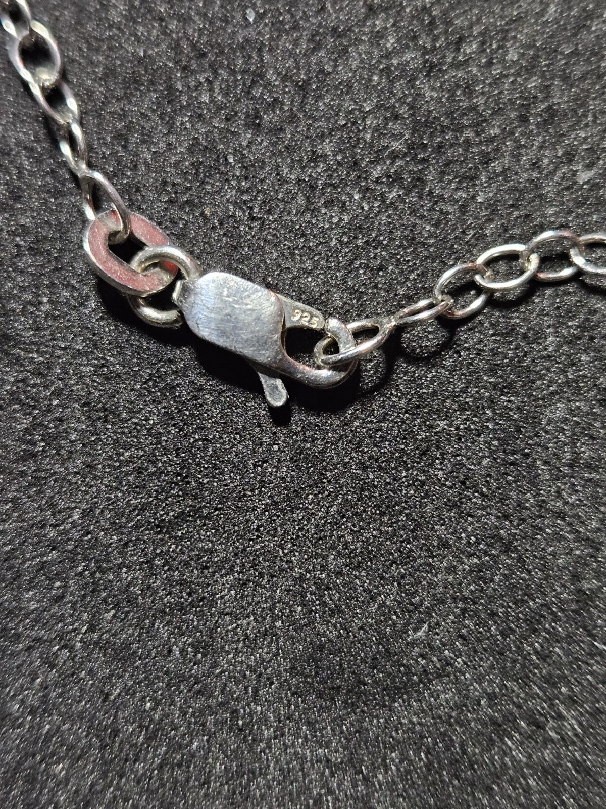 Black Hematite Teardrop Pendant With Necklace Marked .925 Sterling Sliver