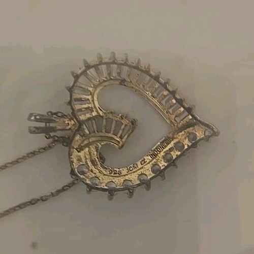 Women Heart Pendant Necklace Simulated Stone.