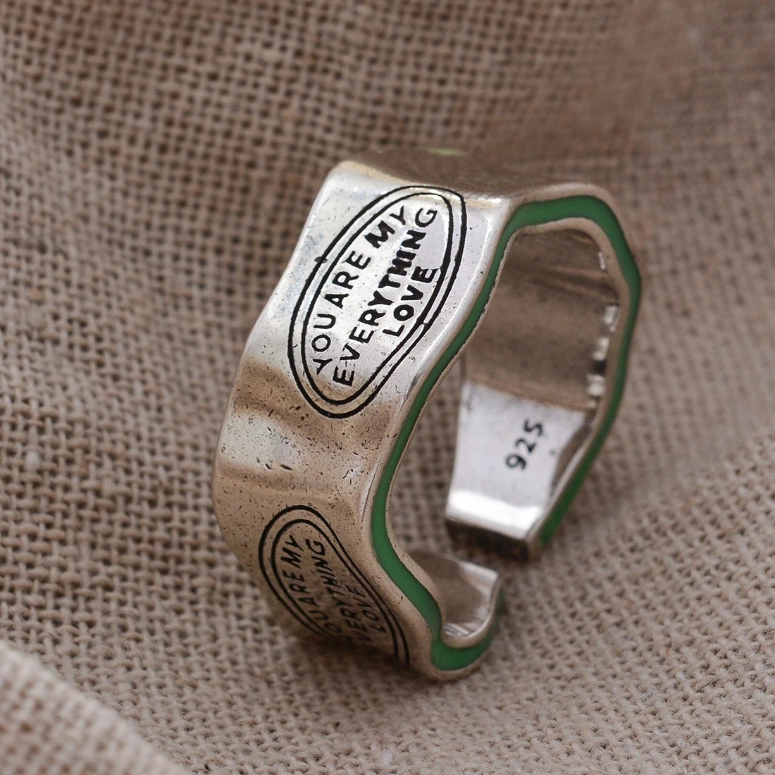 Silvery Letter Engraved Elegant Ring Adjustable Love Rings Men Women JewelryGift