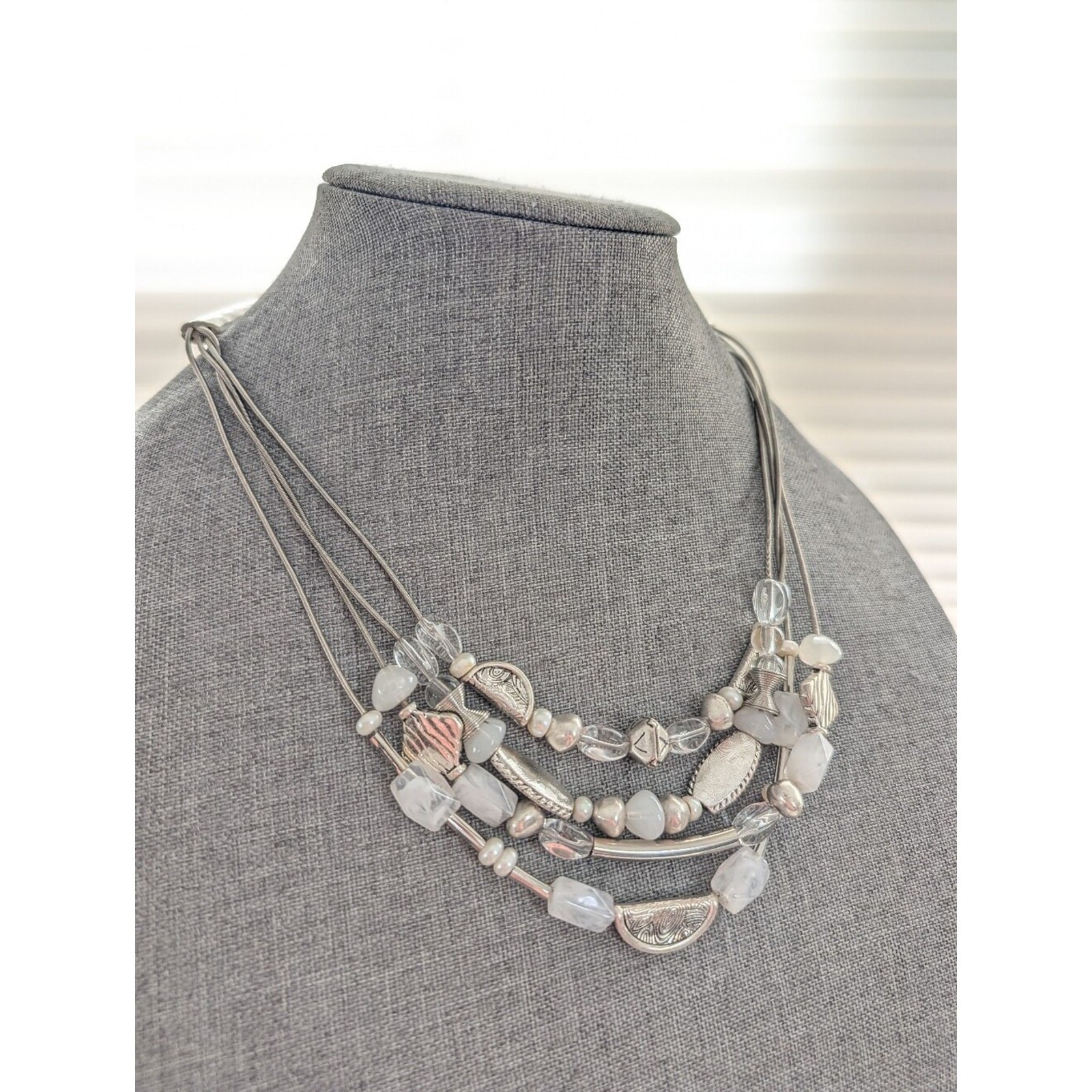 Coldwater Creek Bohemian Beach Style Glass Beaded Bracelet Necklace Earrings Set