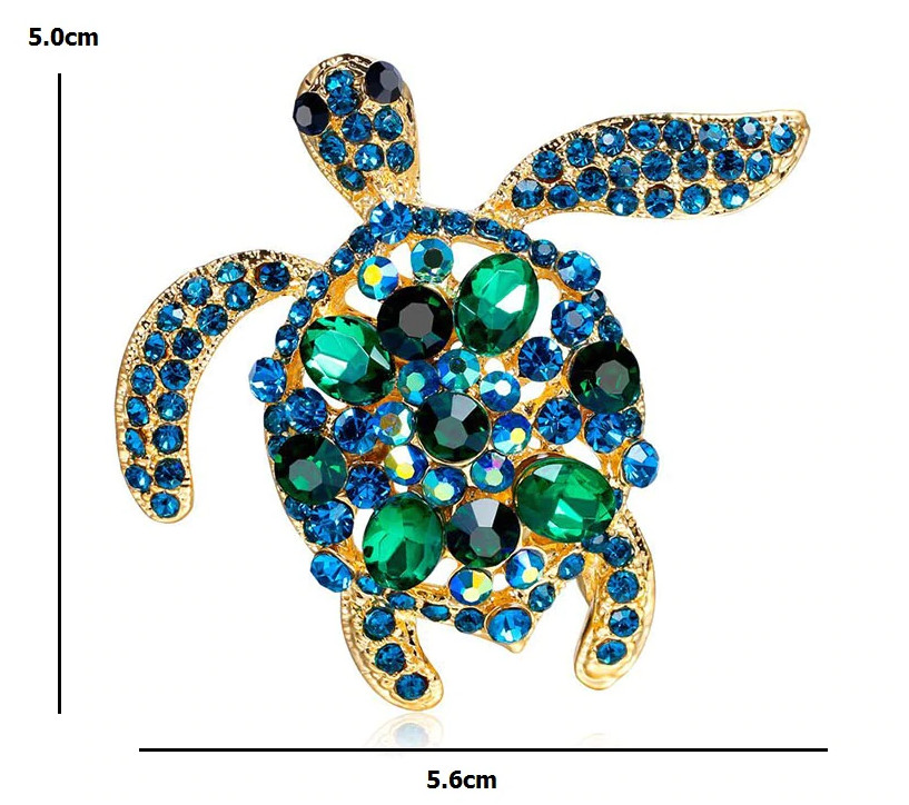 Wuli&baby Green Rhinestone Turtle Brooches Women Men Sea Turtle Animal