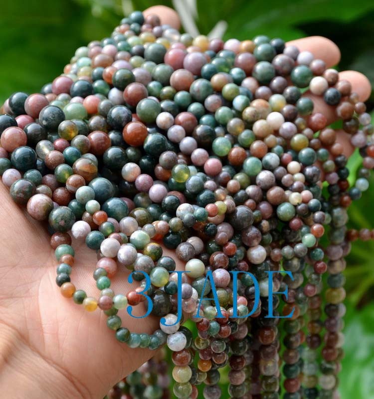22″ Natural Multicolor Moss Agate Beads Necklace
