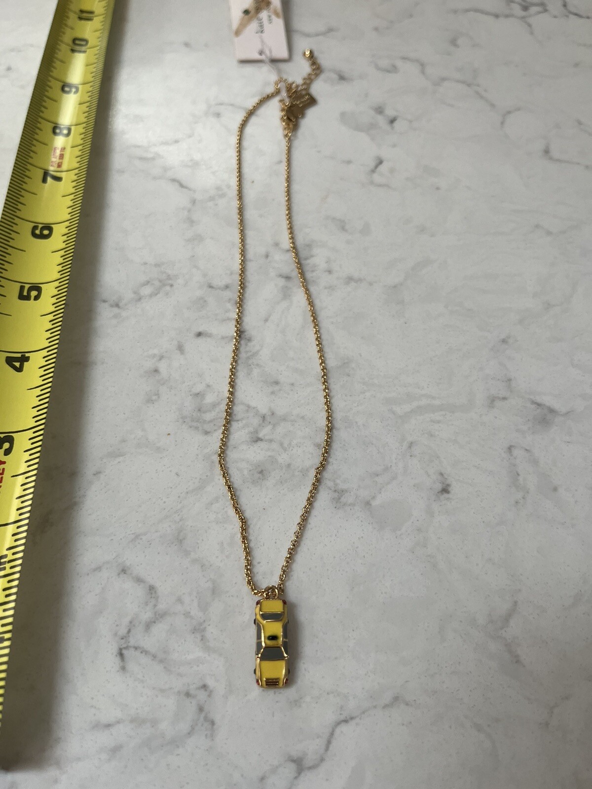 NWT Kate Spade MA CHERIE TAXI 12-K Gold Plated Brass With Glass Stone Necklace